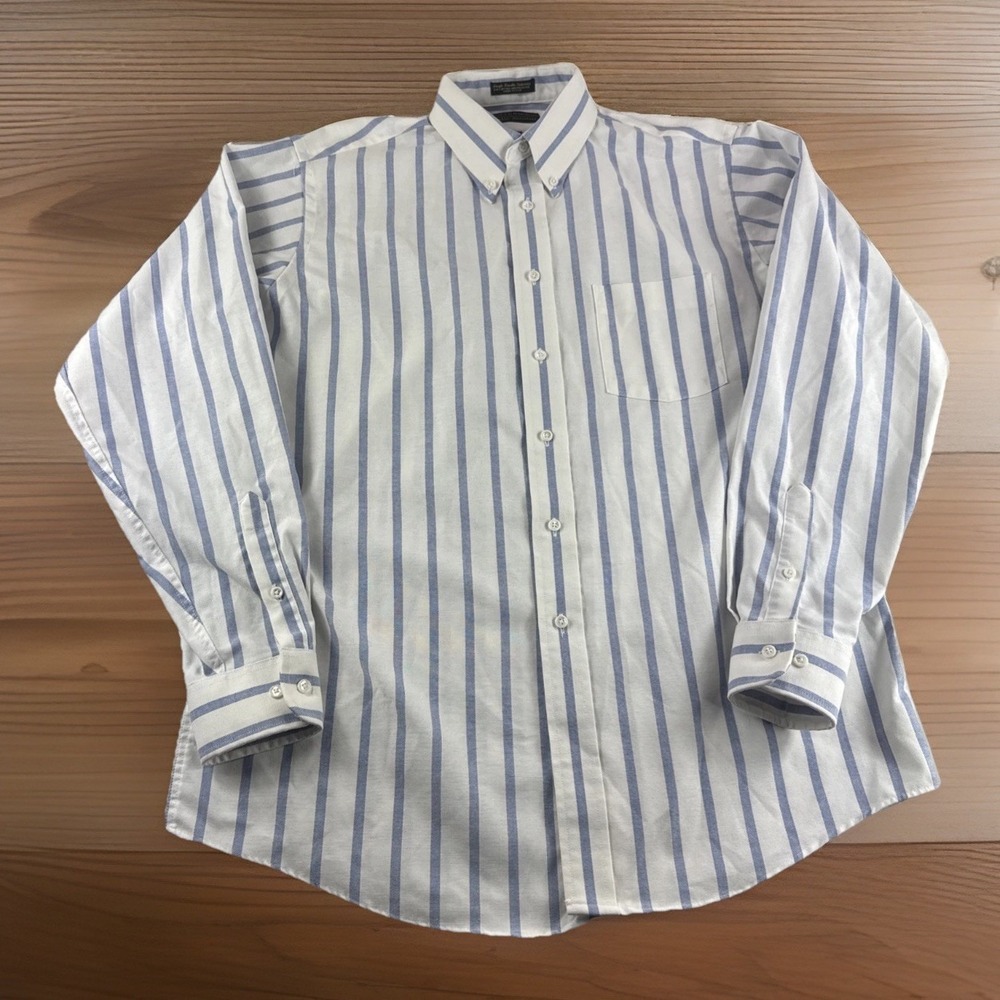 Vintage Croft Barrow Shirt Men 16 36 Striped Made in USA Single Needle Tailoring